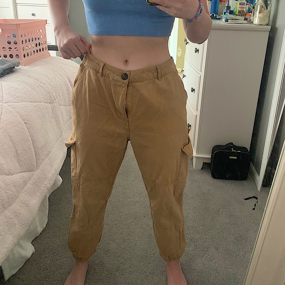 Khaki cargo joggers, large